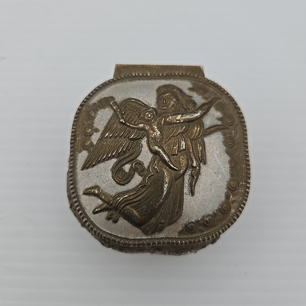 Vintage Jewelry Dish With Angel Made‎ In Japan With Red Velvet Interior